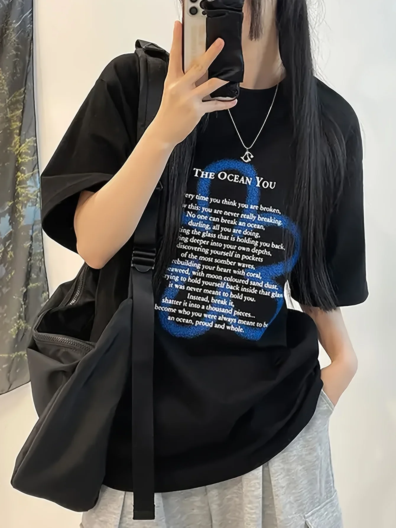 2026 New Print Black T-Shirt Womens Graphic Tee Sweet Spicy Summer Street Style Tops Casual LooseFit Vintage Summer Streetwear