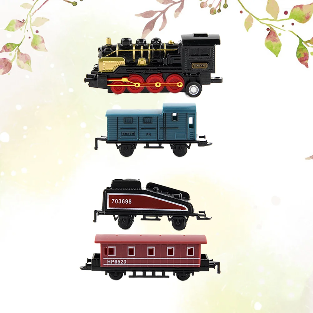 4pcs Pull Steam Train Set Colorful Educational Train Toys Safe for Kids Pull Back Toy Non Remote Transportation Toys