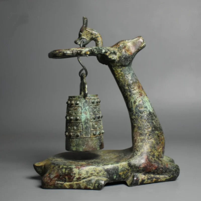 Vintage Bronze Deer Bell Chime - Traditional Asian Musical Instrument, Exquisite Traditional Metalwork,Home Desktop Decor