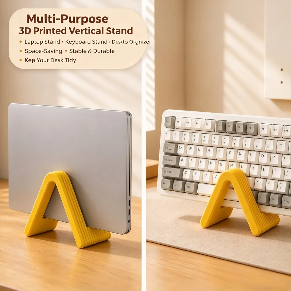 Multi Purpose 3D Printed Vertical Stand Laptop Holder Keyboard Stand Weight Scale Rack Desktop Organizer Space Saving Durable