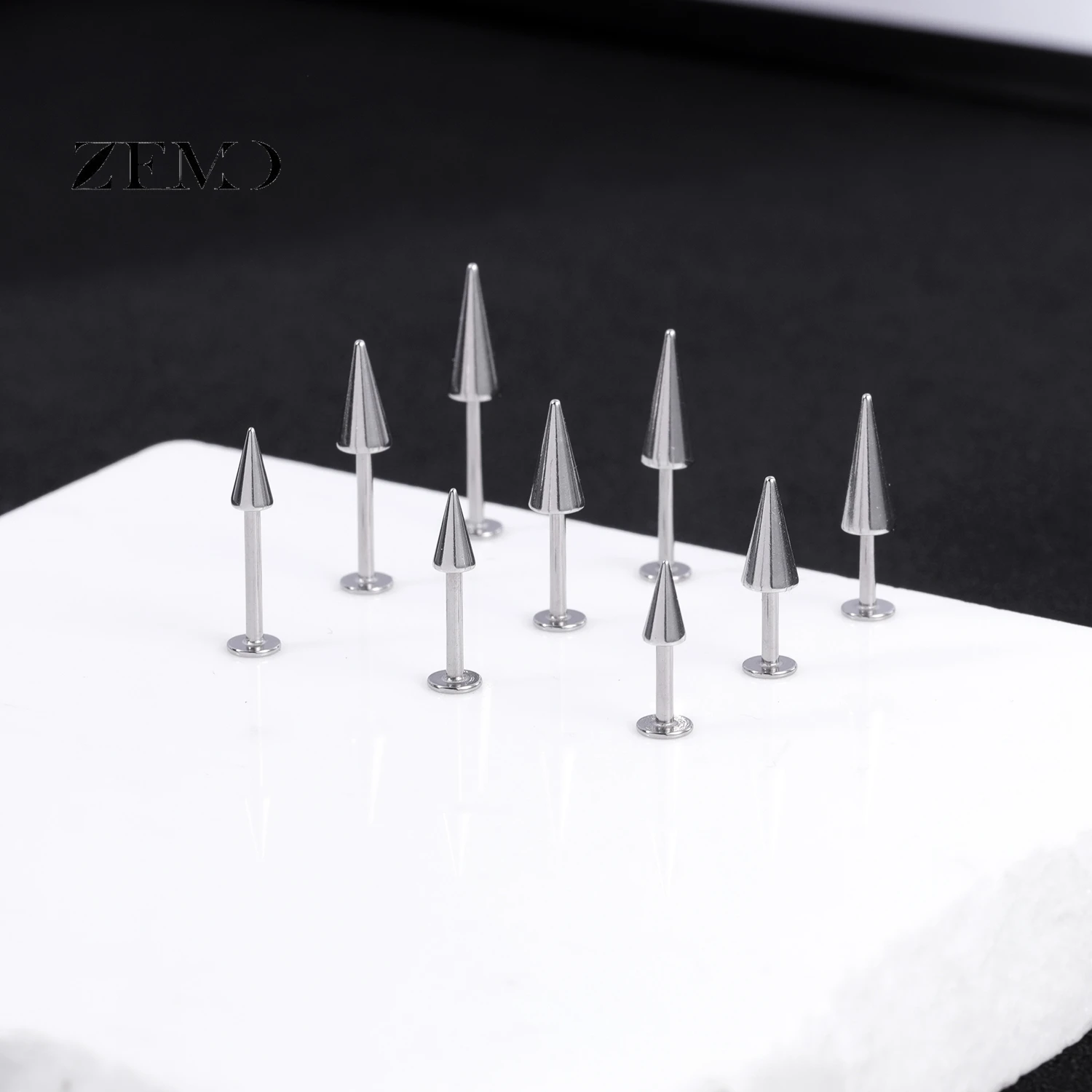 10PCS Stainless Steel Spike Labret Lip Piercing Set