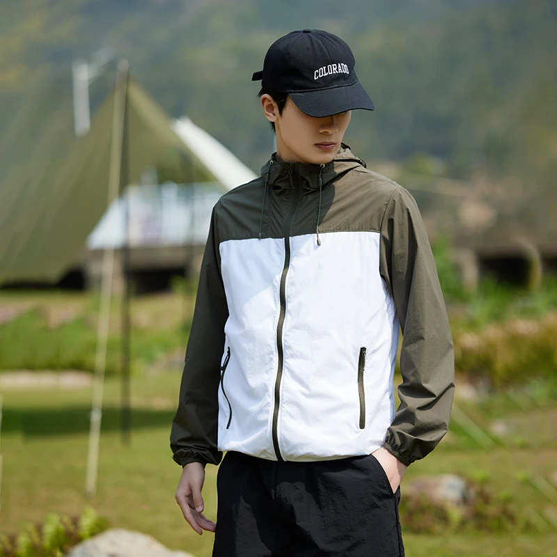 Men's Cooling Sun Hoodie UPF50+ Quick Dry Moisture Wicking Ice Silk Feel Sports Fishing Hiking Shirt Unisex