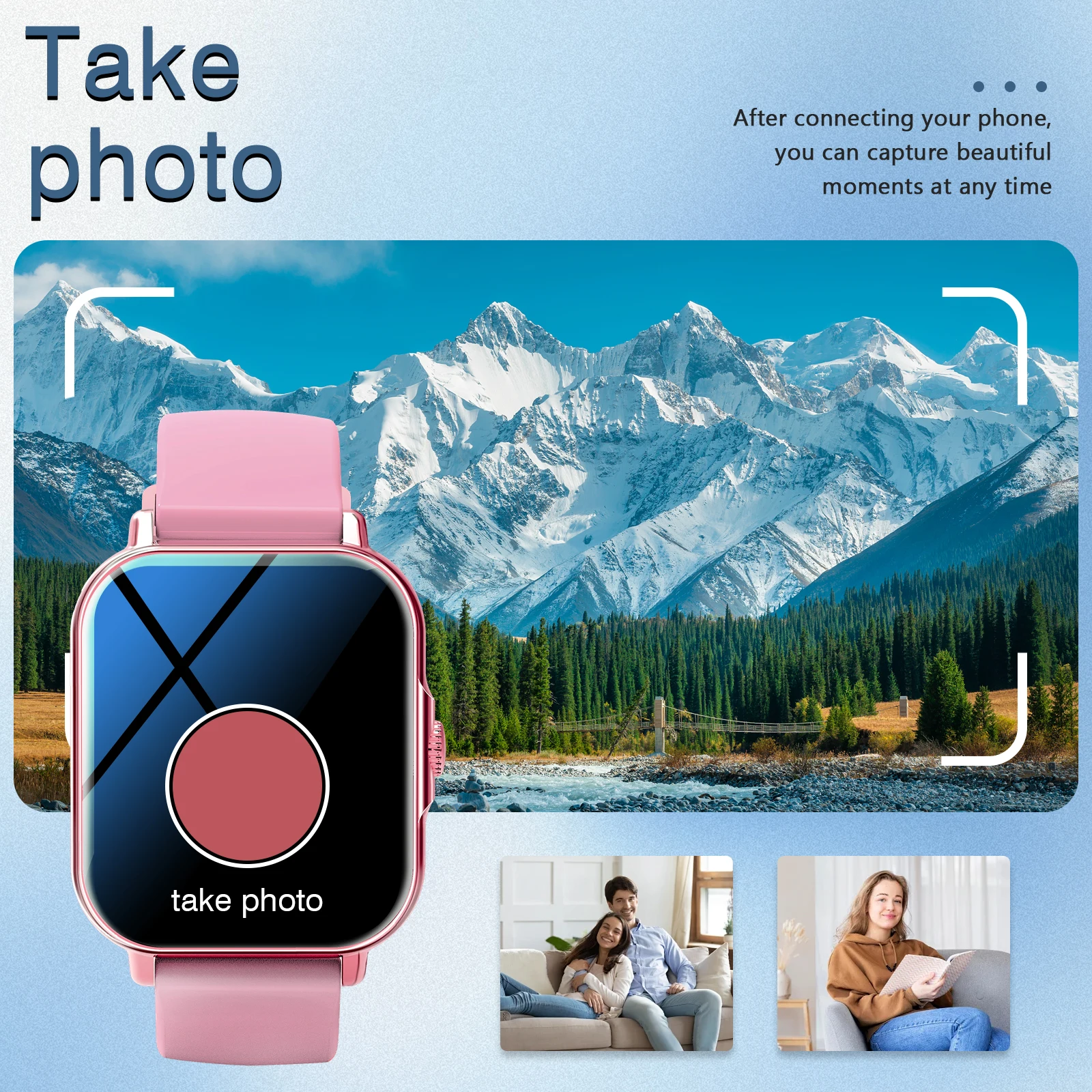 Smart watch, wireless call, message reminder, pedometer watch, 2.01 inch touch screen, suitable for Android/iPhone