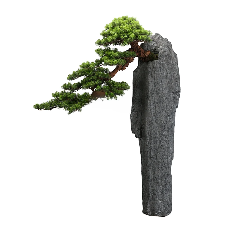 New Chinese Style Dried Landscape Large Floor Artificial Stone Welcome Pine Bonsai Model House for Sale