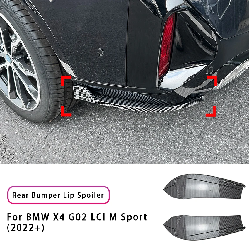 2PCS Carbon Fiber Car Rear Bumper Lip Diffuser For BMW X4 G02 LCI M Sport 2022+ Side Spoiler Air Vent Canard Splitter Accessory