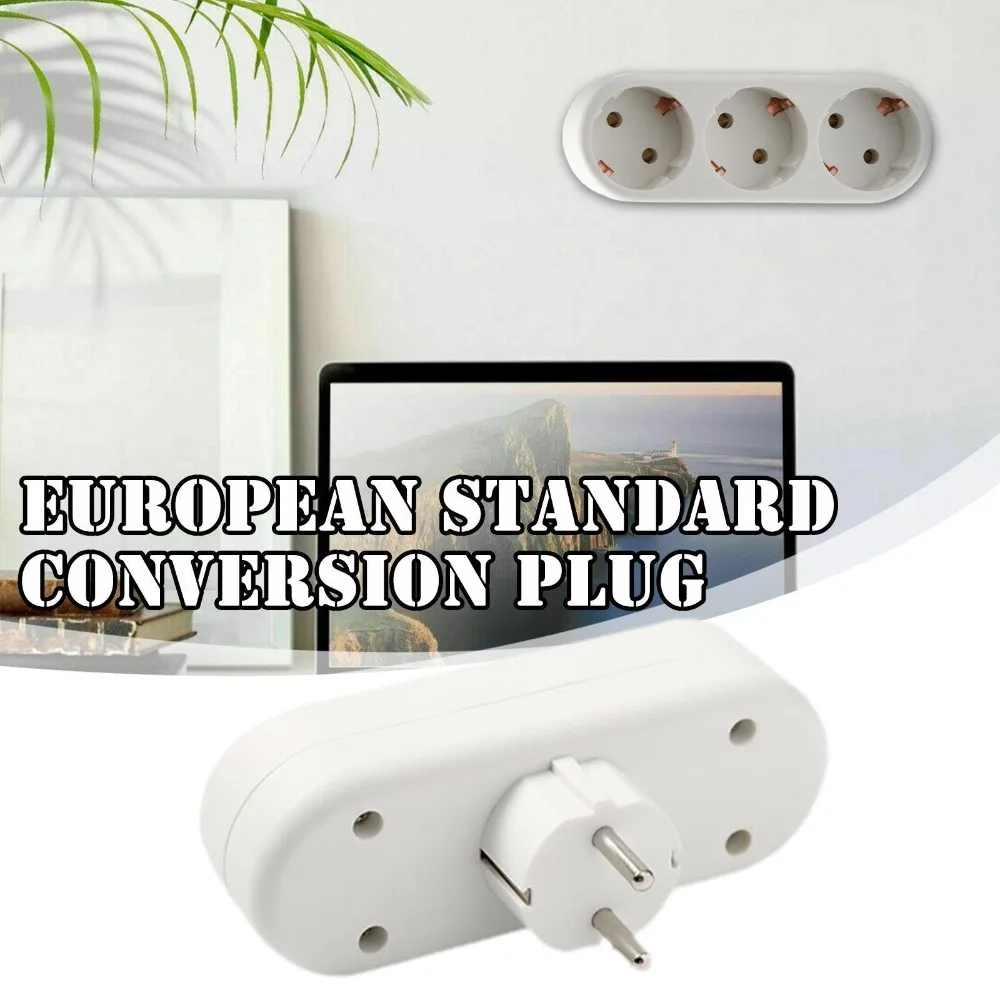 Extension Plug EU Electrical Socket European Standard Expansion Power Adapter Multi-Plug European Converter Adaptor Wall Outlet