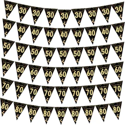 18 21 30 40 Year Happy Birthday Paper Banners Birthday Party Decorations Adult Black Gold Anniversary Party Supplies Photo Props