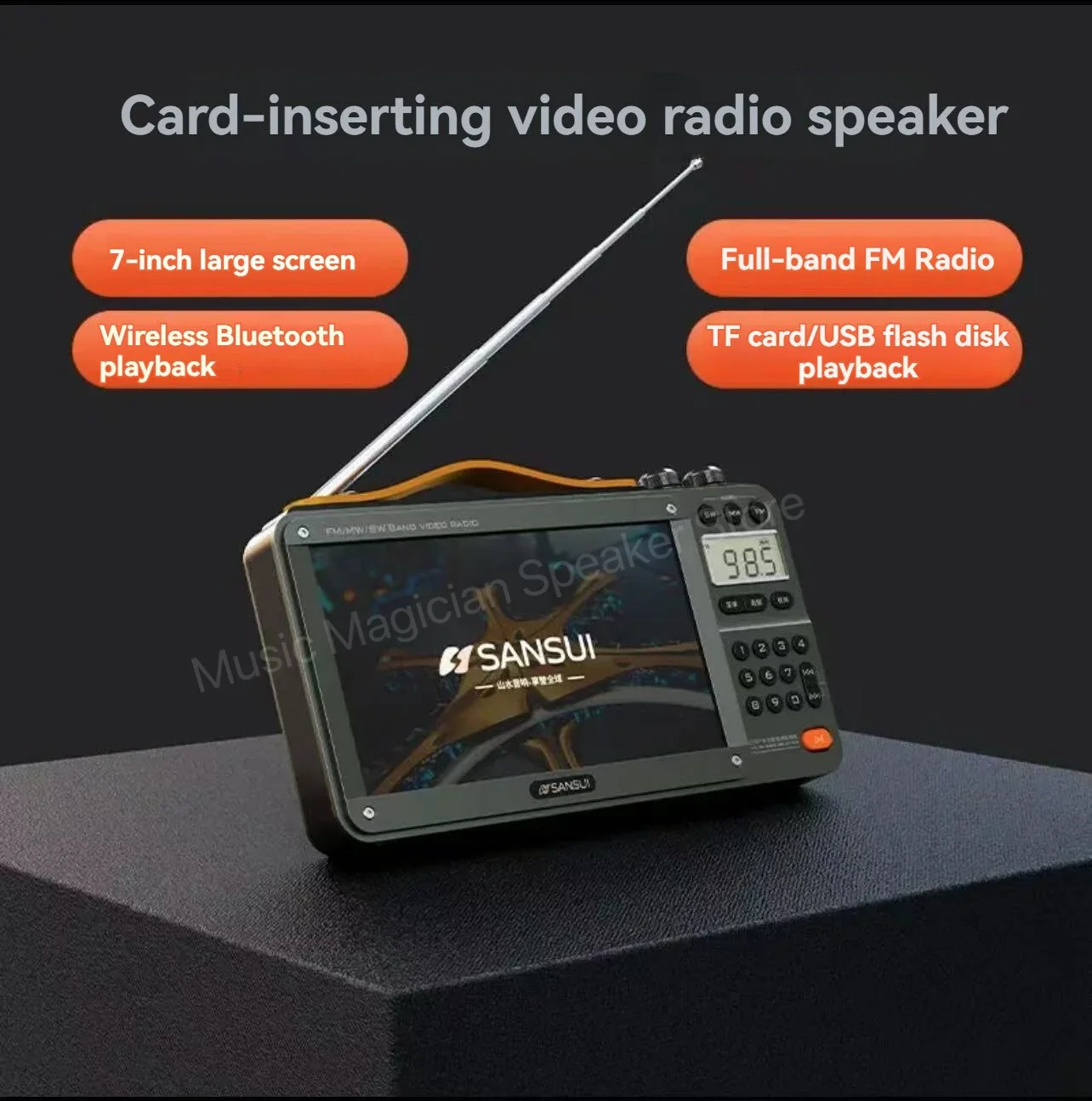 High-definition Screen Radio Portable Speakers Gift-giving Senior Listen to Theatre Multifunctional Retro Digital FM USB TF Card