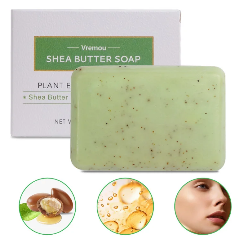 

Shea Butter Frosted Particle Soap 100g Moisturizing Rough Skin Organic Essence Oil Facial Body Bath Soap