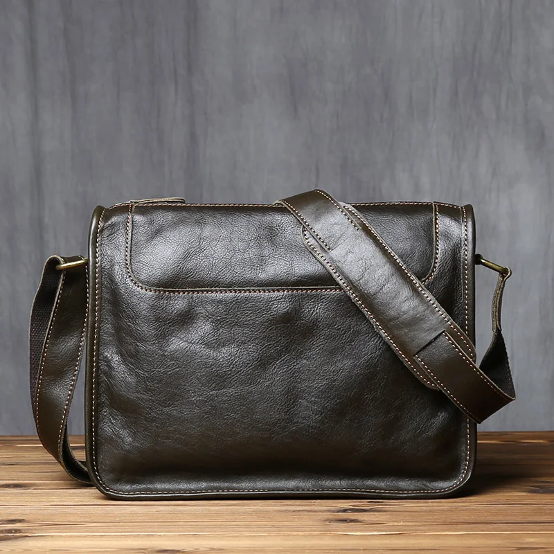 Nzpj Vintage Echt leder Herren Umhängetasche natürliche Rindsleder Umhängetasche lässig Herren Rucksack für 11 Zoll iPad – Detail 7