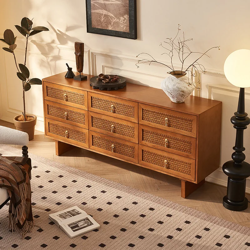 

Rattan Vintage Chest Of Drawers Minimalist Sideboard Niche Storage Locker Space Saving Armarios Para Salon Living Room Cabinets