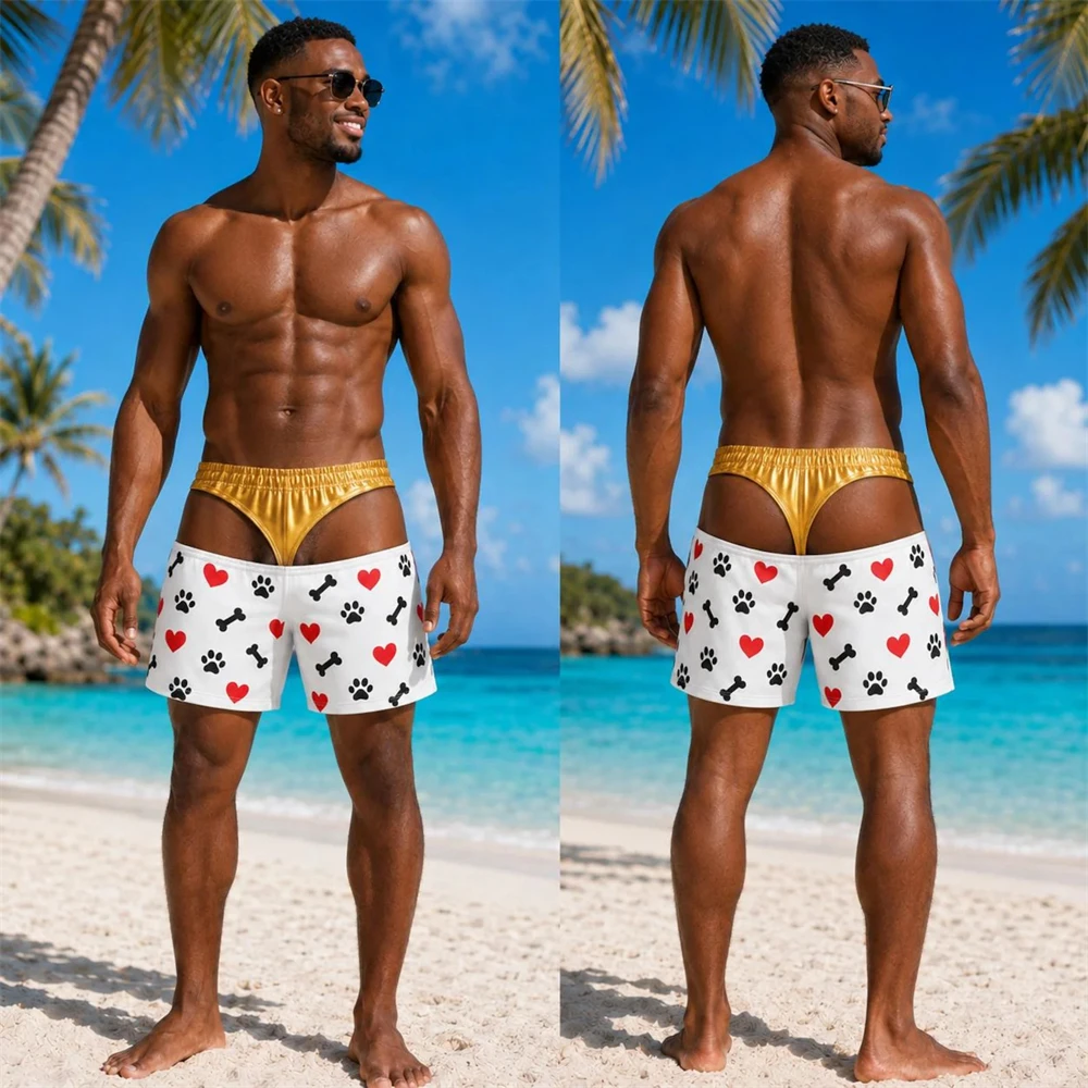 Summer Beach Party New Funny Beach Shorts For Men 3D Print Fake Skin Hot Swim Trunks Quick Dry Breathable Drawstring Board Short