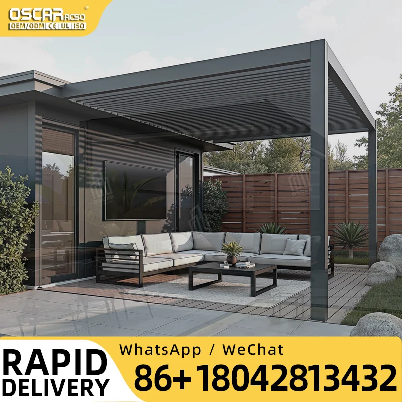 6m X 4m Automatic Aluminum Pergola Canopy Cover Outdoor Patio Garden Backyard pergola
