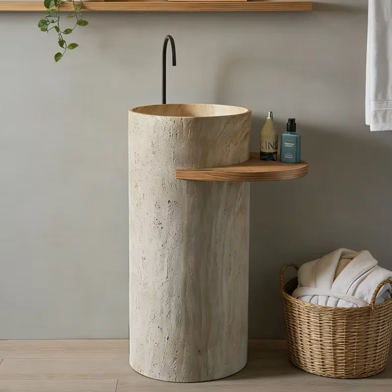 Potted Plants On StandsLight Luxury Modern Design Pedestal Bathroom Column Sink Waterproof Stain-Resistant For Hotels Villas Hom