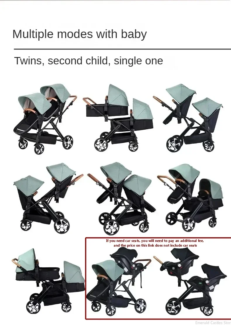 Twins Baby Stroller Can Sit and Lie Double Kids Trolley Stroller Shock Absorber Foldable Child Baby Carriage Foldable