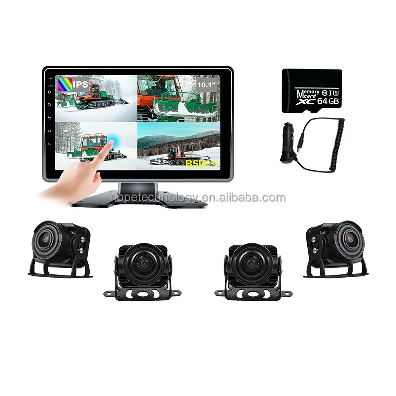 10.1 Inch IPS 1080p Full Color Night Vision Dash Cam Waterproof Loop Recording 4 Channel DVR 1 Year Warranty