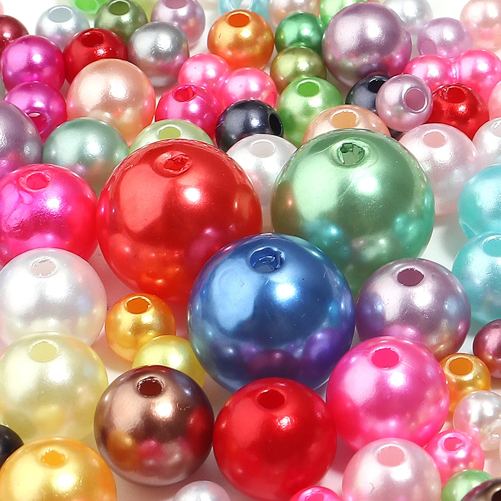 50-1000 stücke ABS Imitation Perle Perlen Mit Loch Gemischte Farbe Runde Lose Perlen Für Schmuck Machen DIY Armband Halskette ohrringe