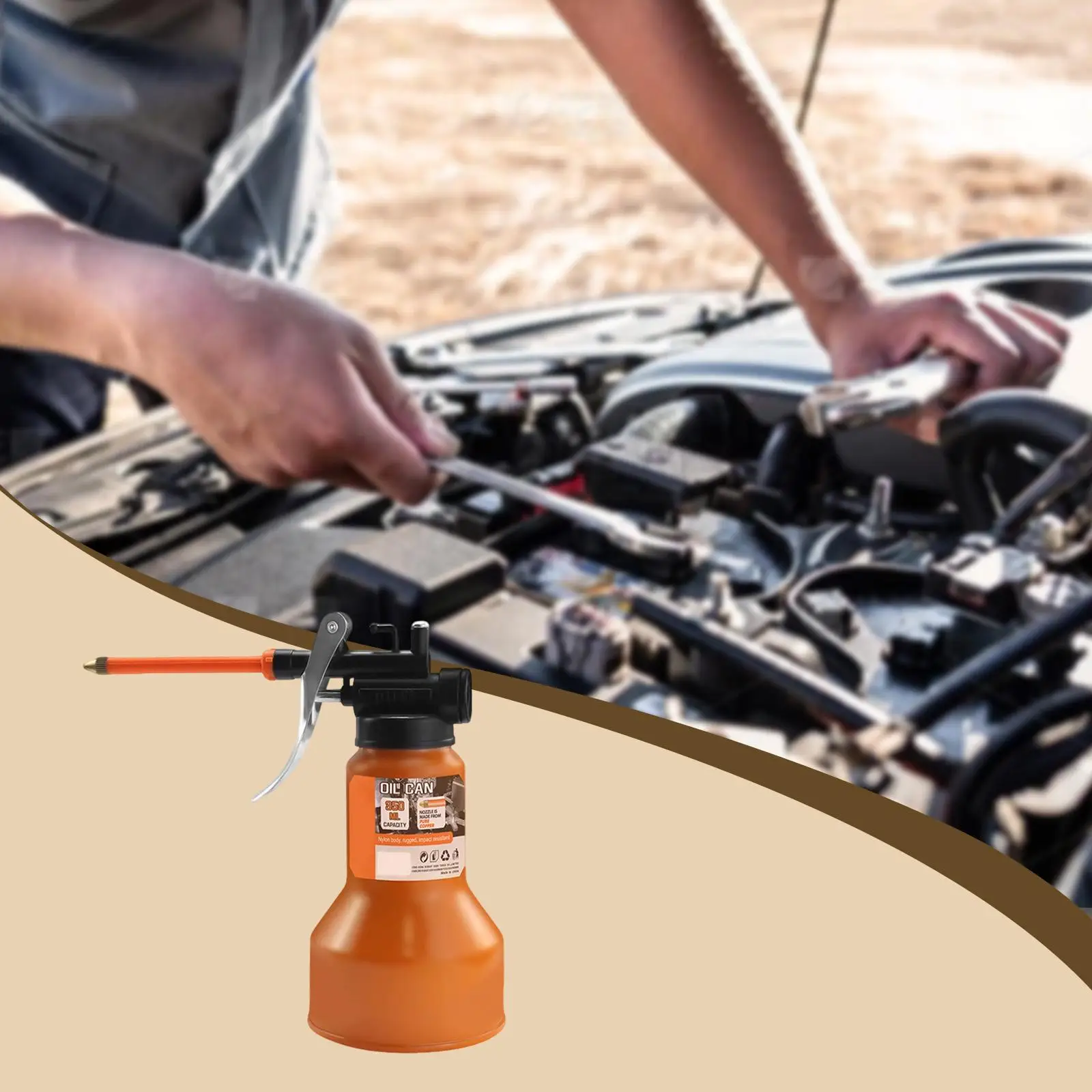 

Steel Oil Can Oiler Manual Pump Lubrication Bottle with Spray for Automotive Engine and Tool Maintenance