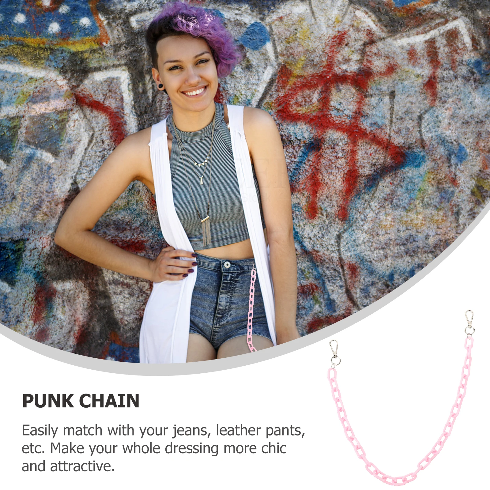 

Acrylic Chain The Pants Decoration Waist Arcylic Moon Hip-hop Accessories Miss for Jeans
