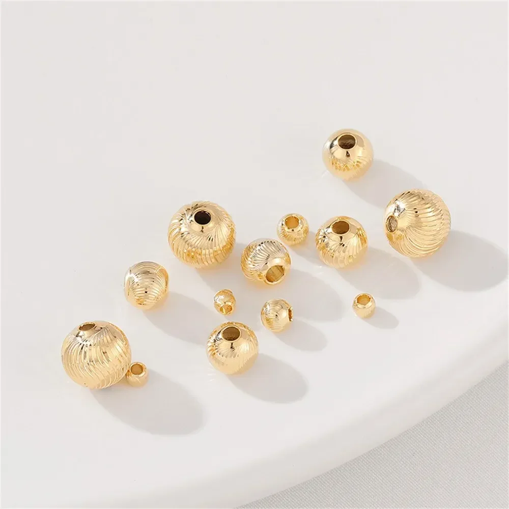 14K Gold-plated Flower Beads Cut Round Beads Loose Beads Handmade DIY Bracelets Necklaces Ear Accessories Material Matching Bead