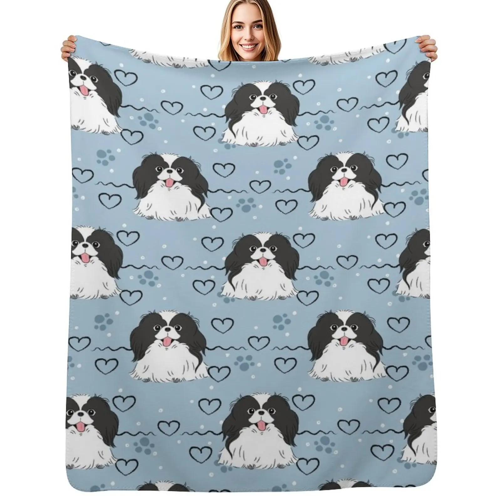 

LOVE Black and White Japanese Chin Throw Blanket heavy to sleep manga Plush Summer Blankets