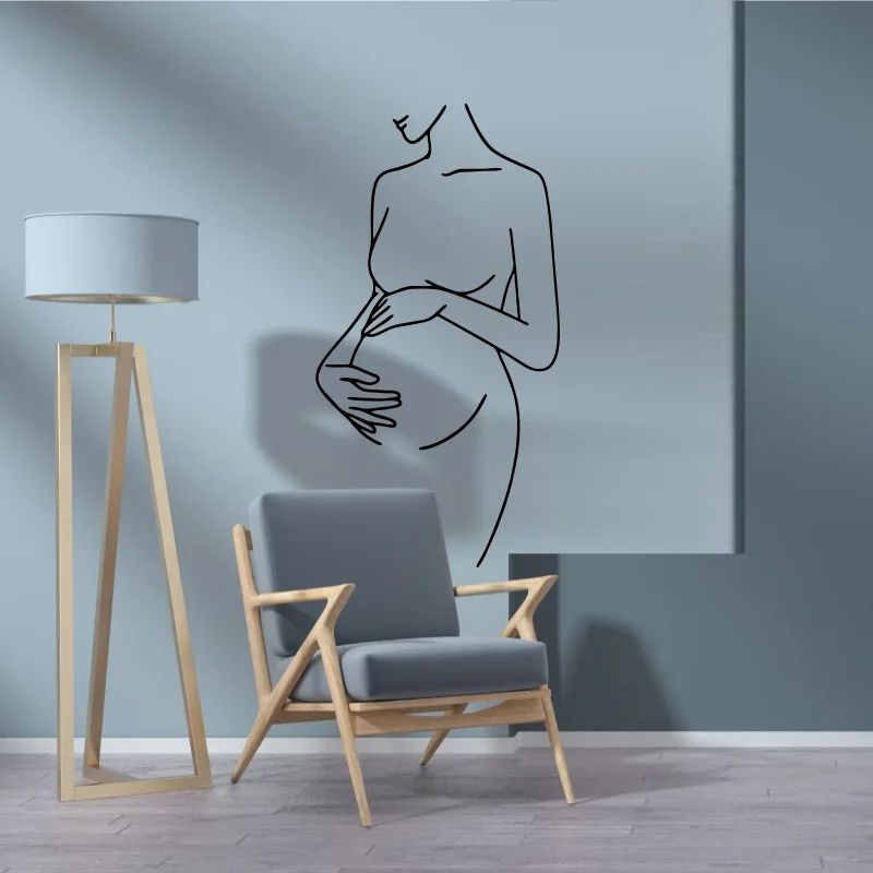 Pregnant Woman Silhouette Wall Sticker Gender Reveal Party Baby Shower Wall Decal Birthday Home