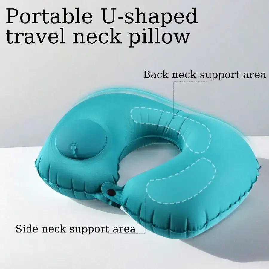 Flocking Inflatable Portable Neck Pillow That Can Be Stored and Self Filled Suitable for Outdoor Travel Business Trips Camping 