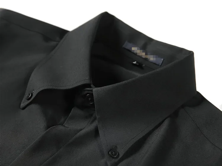 Men Autumn Solid Concealed Placket Long Sleeve Slim Fit Social Business Casual Prom Tuxedo Shirt M56