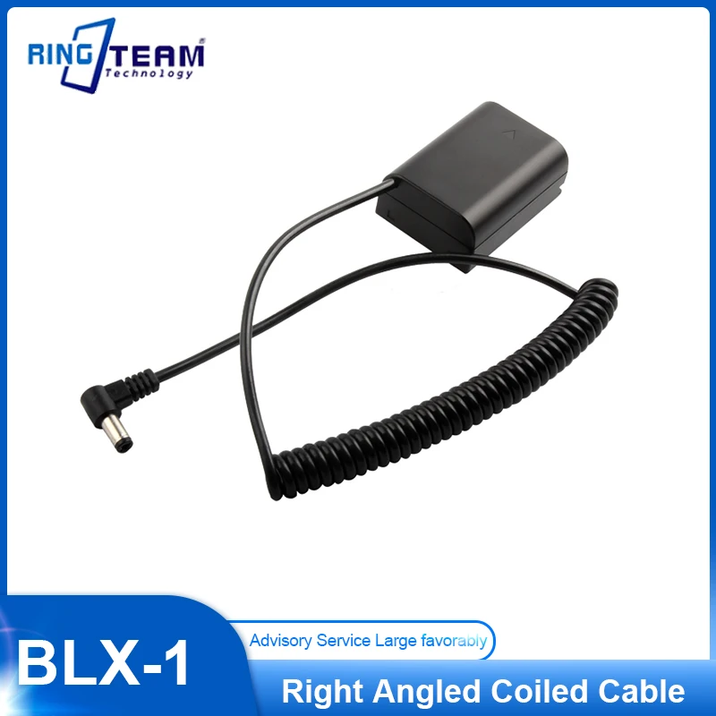 BLX-1 Right Angled 5.5mm*2.5mm Coiled Cable Male Head BLX 1 DC Coupler BLX1 Dummy Battery for Olympus OM1 OM-1 Micro SLR Camera