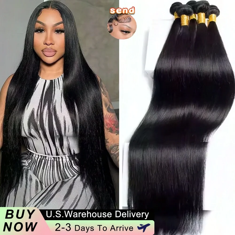 

16A Прямые пучки человеческих волос 40 дюймов 100% необработанные пучки необработанных волос 1/4/5/6 шт. Натуральные черные бразильские девственные волосы