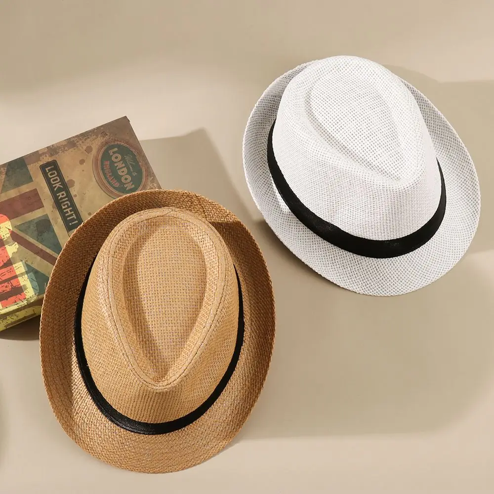 Modna czapka przeciwsłoneczna plażowa Unisex letnia z szerokim rondem słomkowa czapka Panama Casual Jazz kapelusz derby kowboj kapelusz Fedora