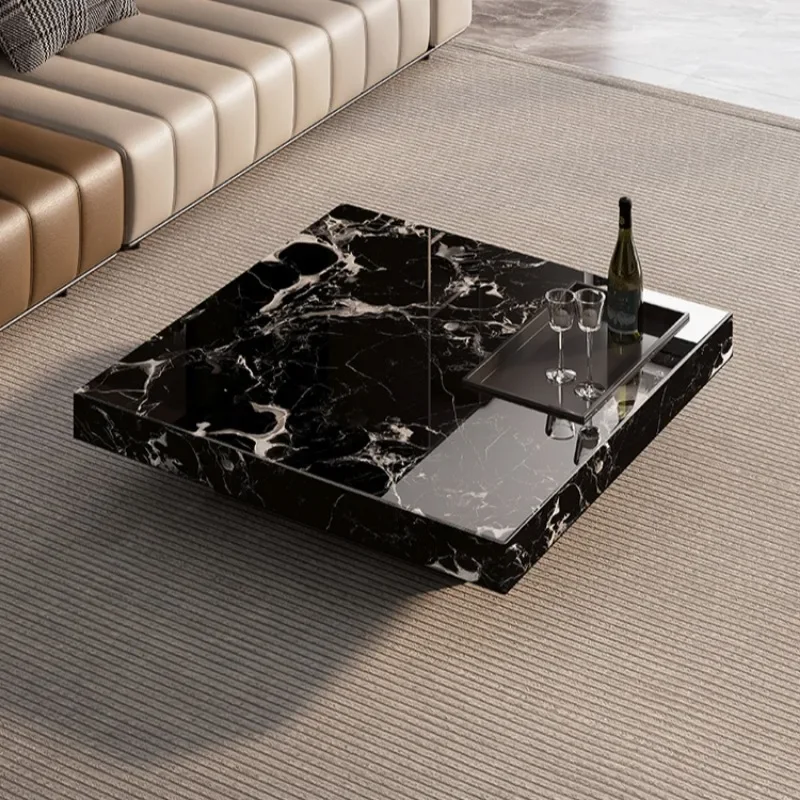 

Designer Marble Coffee Tables Square Makeup Luxury Living Room Tea Tables Aesthetic Standing Table Basse Living Room Decorations