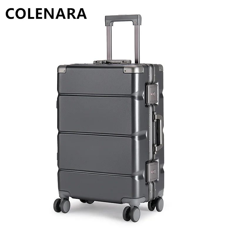 COLENARA-Valise à Roulettes avec Cadre en Aluminium, Valise à Roulettes de Grande Capacité, Boîte d'Embarquement à Roues Universelle, Bagages de 20, 22, 24, 26, 28 Pouces