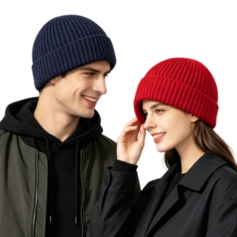 2 Pack Ribbed Knit Winter Beanies Warm Stretch Thermal Skull Caps Multi Color Soft Daily Cold Weather Hat Set for Men Women
