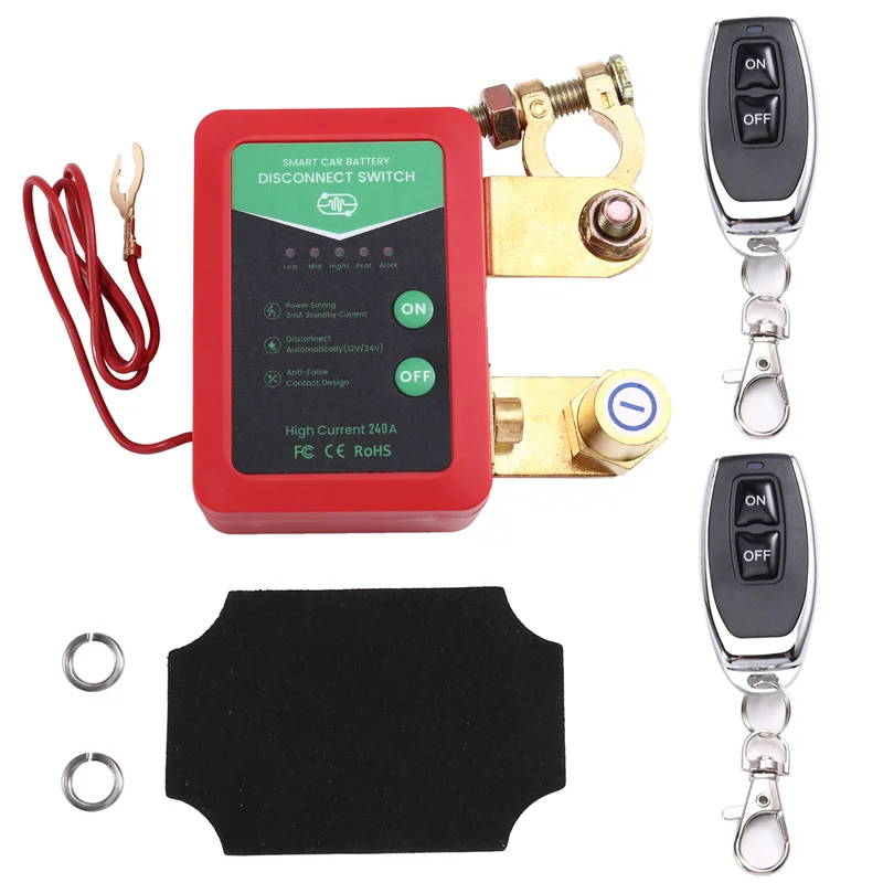AB61-Smart 12V/24V 240A For Car Battery Disconnect Switch, Automatic Power Off Device For Car Boat Battery Systems