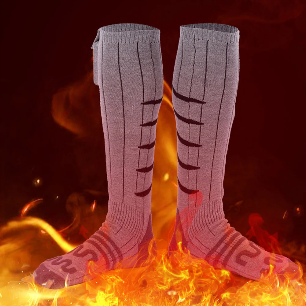 

1 Pair Winter Warm Electric Heated Socks Thicken Ski Hiking Stockings For Women Men Anti-Cold Outdoor Sports Stock (No Battery)