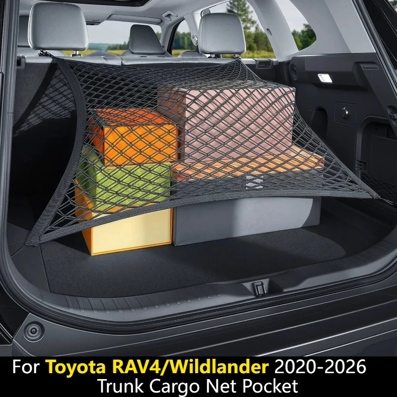 For Toyota RAV4/Wildlander 2020-2026 Trunk Cargo Net Luggage Storage Organizer Elastic Fixed Mesh Pocket Interior Accessories