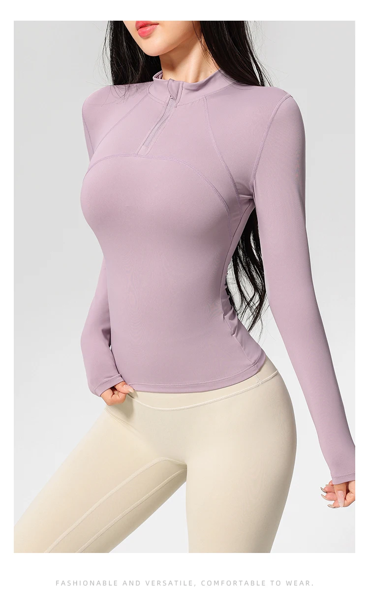 Langarm-Yoga-Trainings-T-Shirt für Damen, Reiten, Sport, Fitness, aktive Kleidung, Oberteil, bequemes, atmungsaktives Trainingsshirt – Detail 14