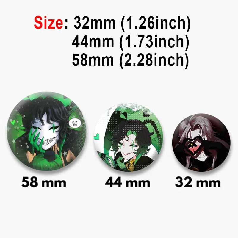 Personalized Game Figure Round Badge Cartoon Pierrot Harlequin Jester Brooch Pins for Clothing Bag