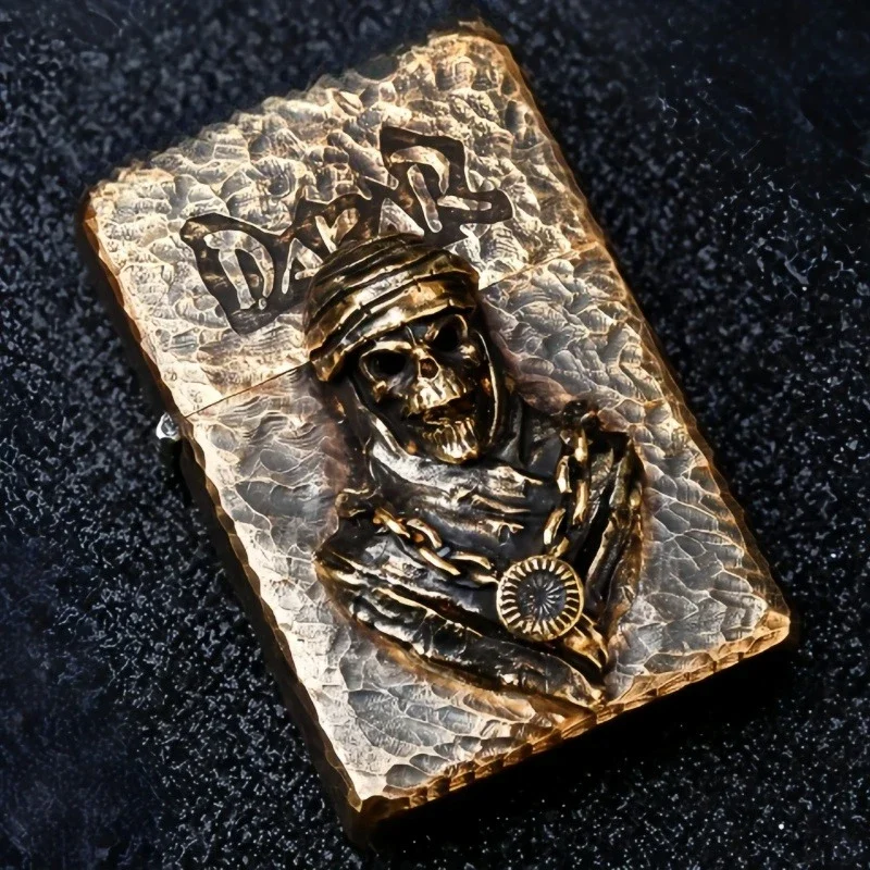 Hand carved armor fuel lighter, pure handmade high-end customized lighter, holiday gift, collection hobby