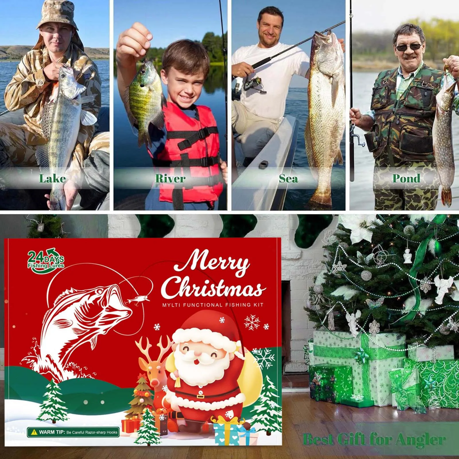 Christmas Count down Bags 2025 Fishing Advent Calendar For Men Adult Fishermen Teens And Children Timers for Cooking with Loud