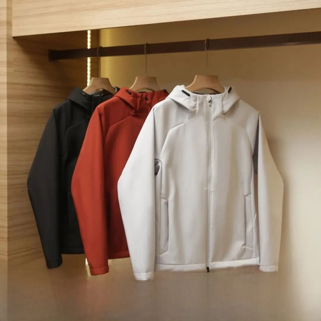 

Limited Edition Angora Red Men's Fce Lined 3D Tailored Hooded Soft ell Jaet Qui Warmth Outdoor Waterproof Coat