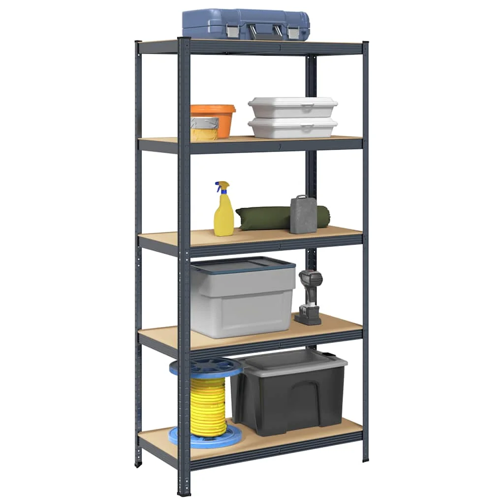 5 Tiers Storage Shelf Steel and Plywood Anthracite Adjustable Shelves,Storage Room, Garage for Home Office 100 x 50 x 198 cm