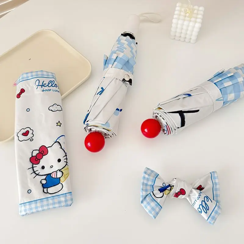 Hello Kitty Adorable Cartoon Ice Cream Folding Umbrella Kawaii Sanrio Automatic Umbrella All-weather Fashion Umbrella Gift view 4