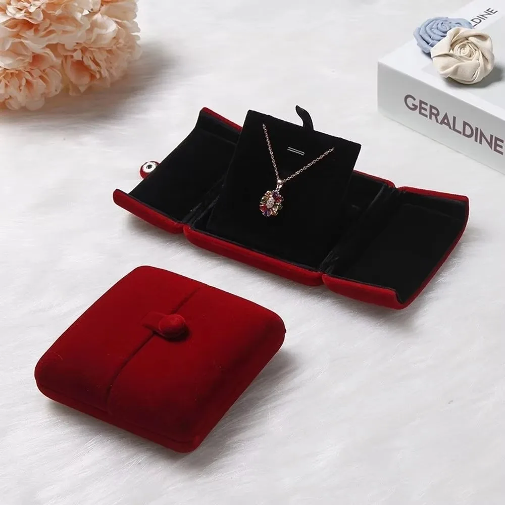 Velvet Material Jewelry Storage Box Double Open Design Ring Earring Bracelet Storage Jewelry Display Box