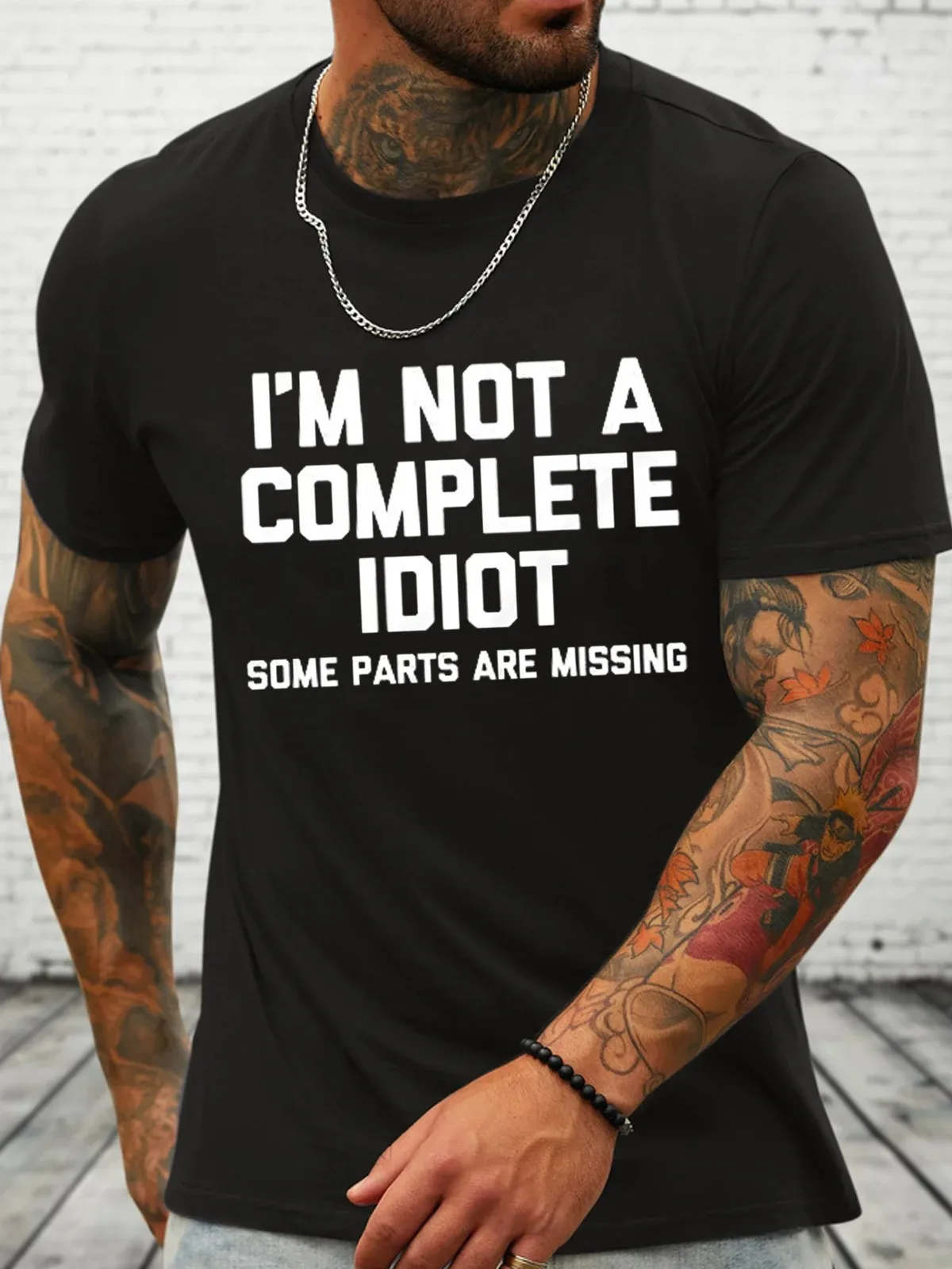 Cotton I'm Not A Complete Idiot Some Parts Are Missing Loose Casual Crew Neck Text Letters T-Shirt