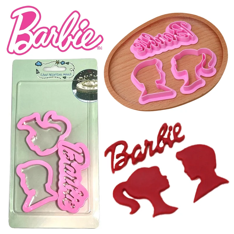 Barbie Cookie Cutter Biscuit Mold Cartoon DIY Plastic Pressable Fondant Wedding Embosser Baking Decorating Kitchen Tool Supplies