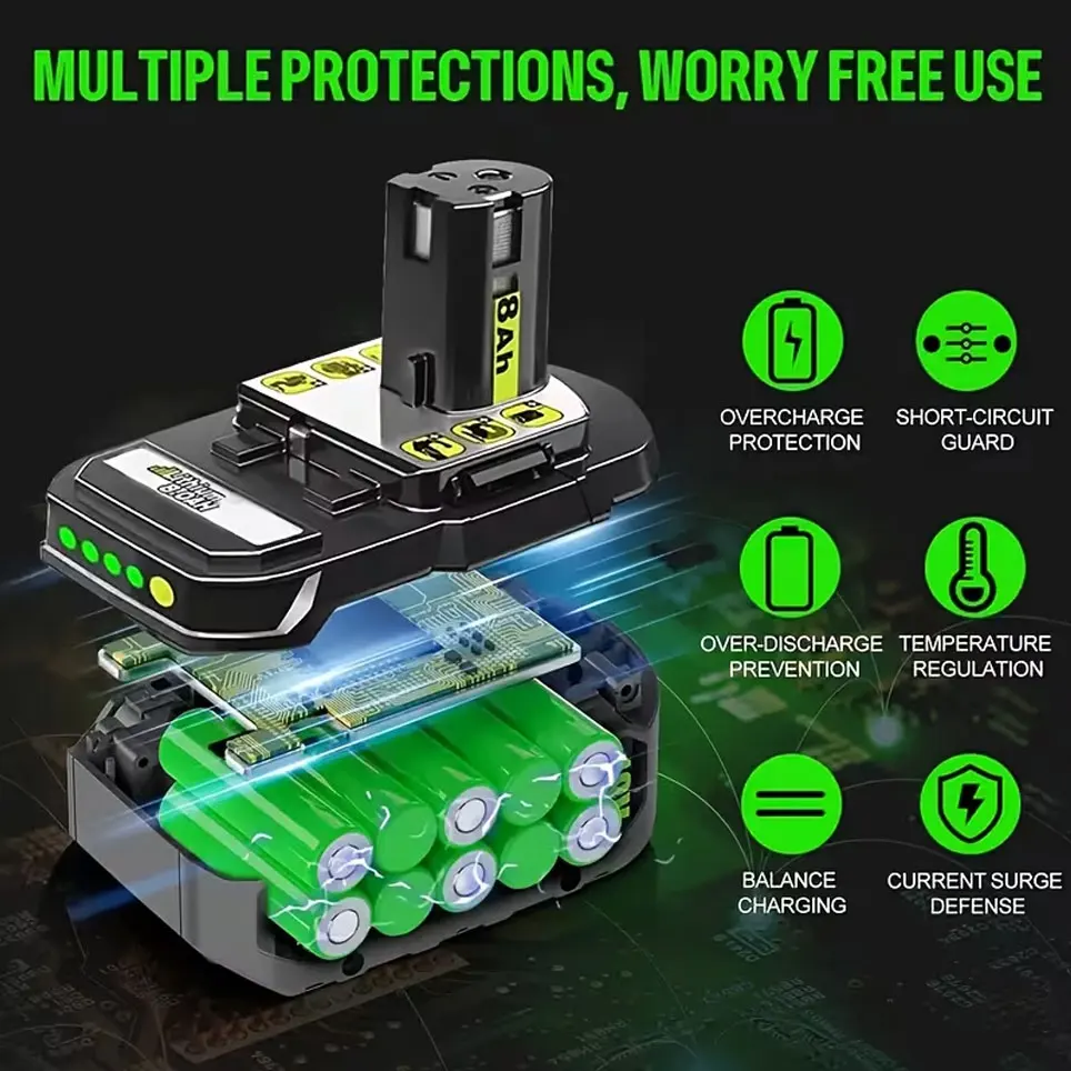 

Оригинальный аккумулятор RYOBI 18V 8.0Ah для RYOBI P108 18V One+ Plus, литий-ионный, 18 Вольт, P104 P107 RB18L50 RB18L20 P108 для электроинструментов