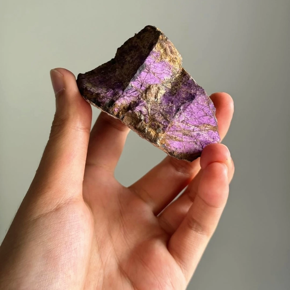 1pc Rare Purple Marvel Purpurite Mineral Specimen, Crystal Mineral with Marbled Purple & White Veins