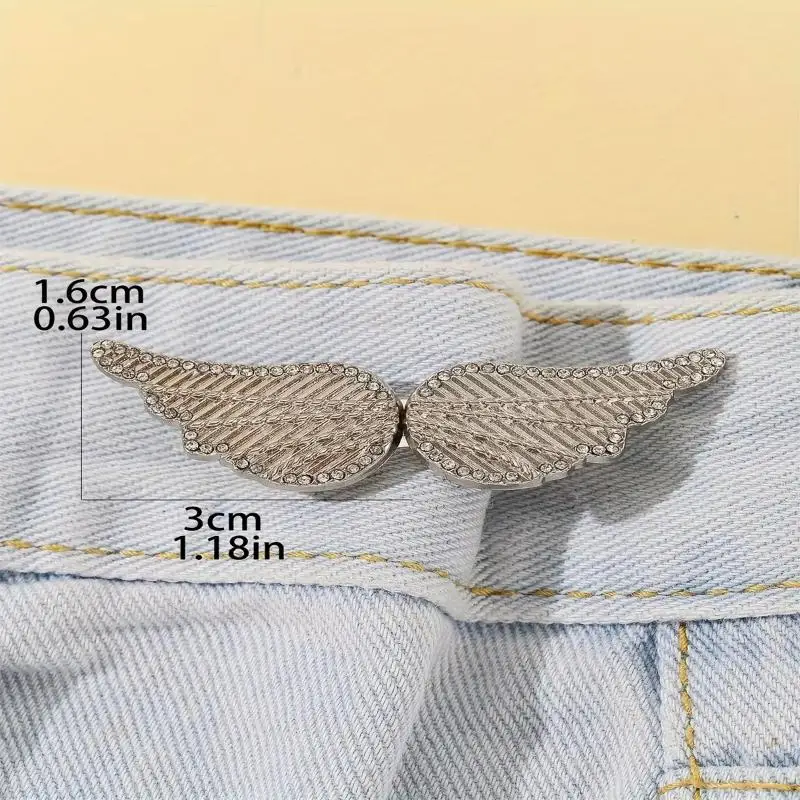 1 Set Strass-Flügel-Schnalle Hosen-Taillenverengung Abnehmbare Taillenknöpfe Pins Gürtelzubehör Hosenclips Ohne Nähen – Detail 11